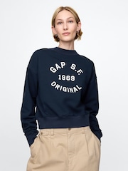 Gap Blue Logo 1969 Crew Neck Cropped Sweatshirt - Image 1 of 4