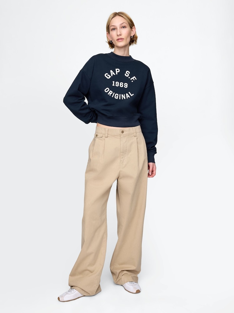 Gap Blue Logo 1969 Crew Neck Cropped Sweatshirt - Image 3 of 4