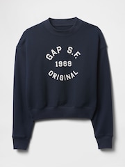 Gap Blue Logo 1969 Crew Neck Cropped Sweatshirt - Image 4 of 4