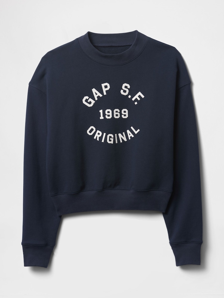 Gap Blue Logo 1969 Crew Neck Cropped Sweatshirt - Image 4 of 4 Gap Blue Logo 1969 Crew Neck Cropped Sweatshirt - Image 4 of 4