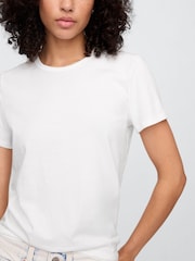 Белый - Хлопковая футболка с короткими рукавами Gap Favourite - Изображение 4 из 5