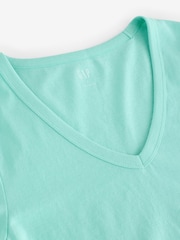 Gap Turqouis Blue V-Neck Favourite Cotton Short Sleeve T-Shirt - Image 3 of 4