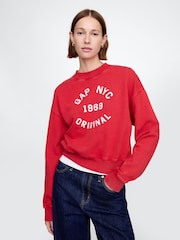 Gap Red Logo 1969 Crew Neck Cropped Sweatshirt - Image 1 of 4