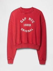 Gap Red Logo 1969 Crew Neck Cropped Sweatshirt - Image 4 of 4