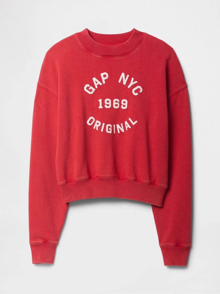 Gap Red Logo 1969 Crew Neck Cropped Sweatshirt - Image 4 of 4