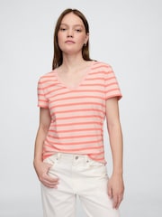 Gap Pink V-Neck Favourite Cotton Short Sleeve T-Shirt - Image 1 of 5