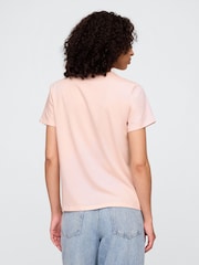 Светло-розовая - Хлопковая футболка с короткими рукавами Gap Favourite - Изображение 2 из 4