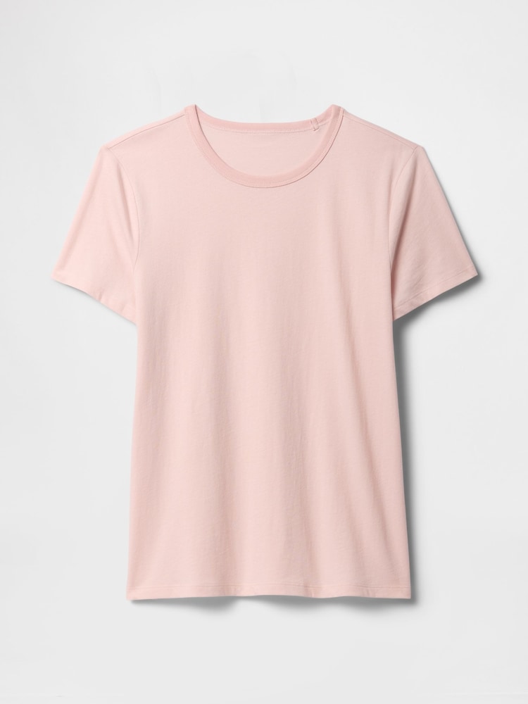 Светло-розовая - Хлопковая футболка с короткими рукавами Gap Favourite - Изображение 4 из 4