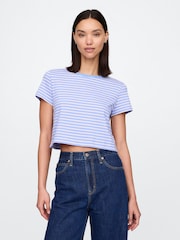 Blauw wit - Gap Organic Cotton VintageSoft Cropped T-Shirt - Image 1 of 5