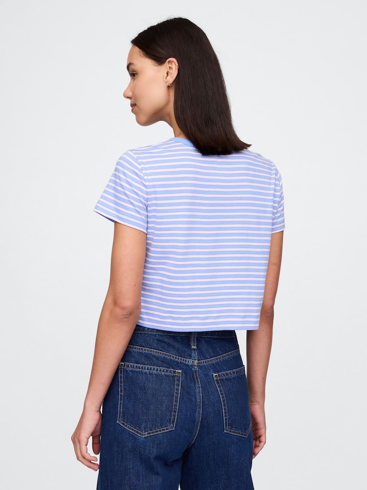 Blauw wit - Gap Organic Cotton VintageSoft Cropped T-Shirt - Image 2 of 5
