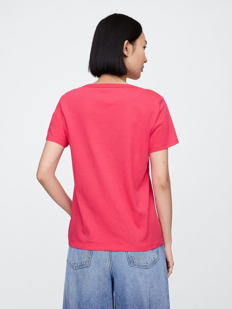 Gap Pink V-Neck Favourite Cotton Short Sleeve T-Shirt - Image 2 of 5