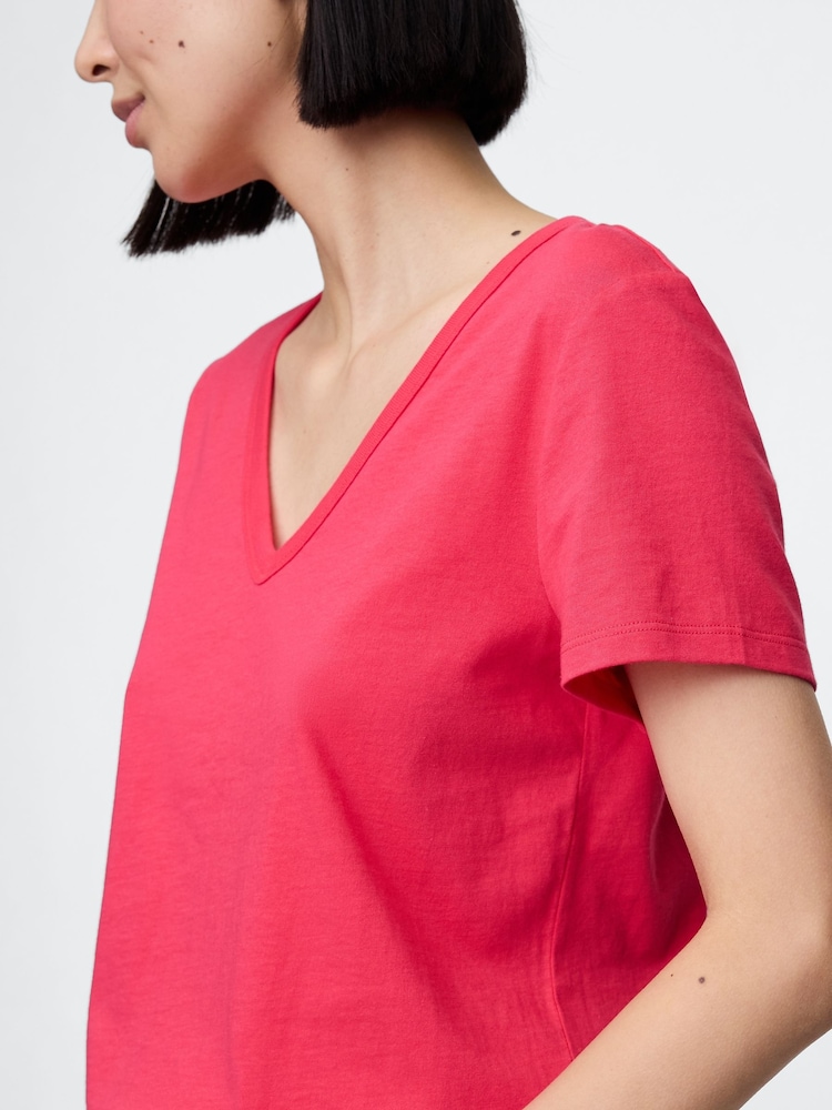 Gap Pink V-Neck Favourite Cotton Short Sleeve T-Shirt - Image 4 of 5