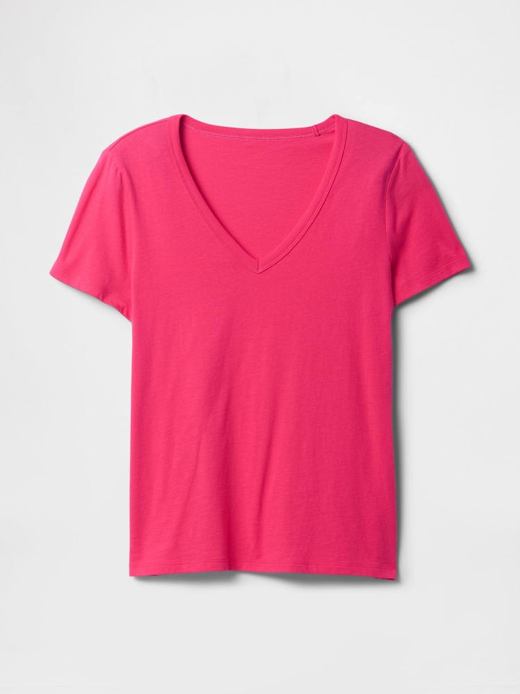Gap Pink V-Neck Favourite Cotton Short Sleeve T-Shirt - Image 5 of 5