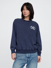 Gap Navy Blue Vintage Soft French Terry Logo Sweatshirt - Image 1 of 5