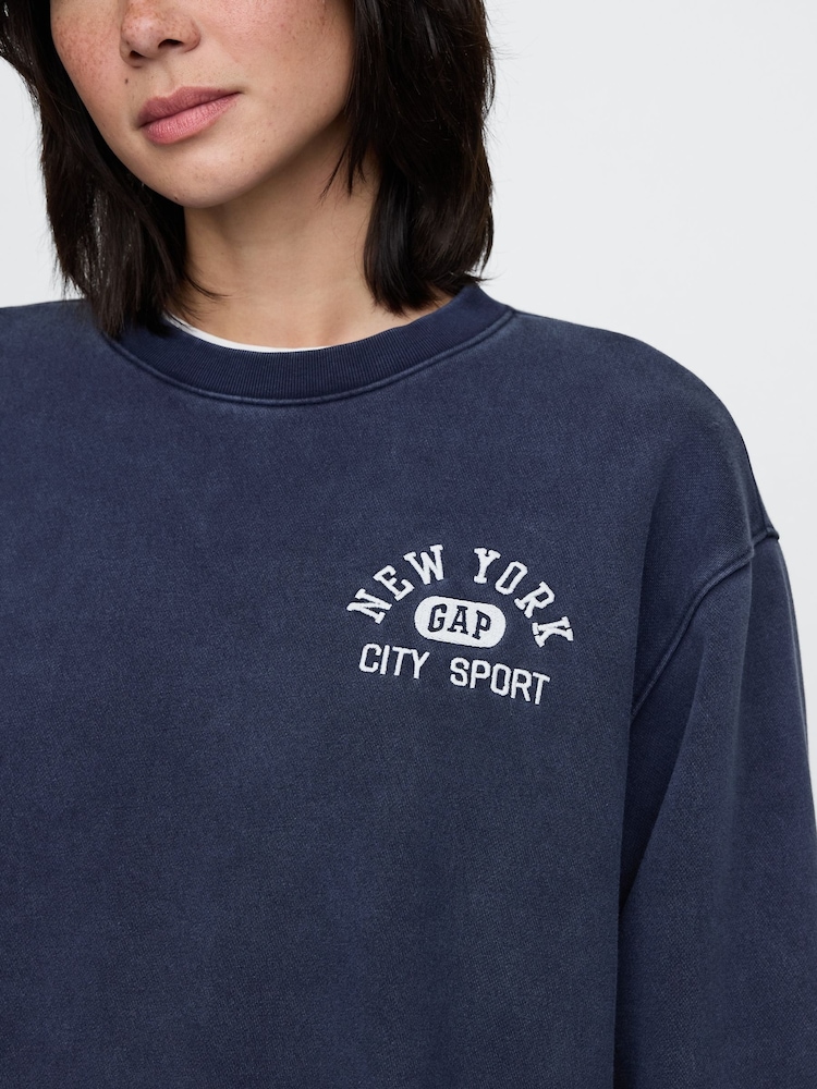 Gap Navy Blue Vintage Soft French Terry Logo Sweatshirt - Image 4 of 5