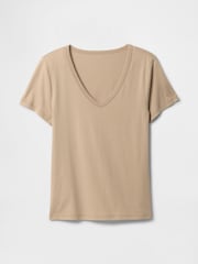 Бежевый - Хлопковая футболка с короткими рукавами Gap Favourite - Изображение 5 из 5