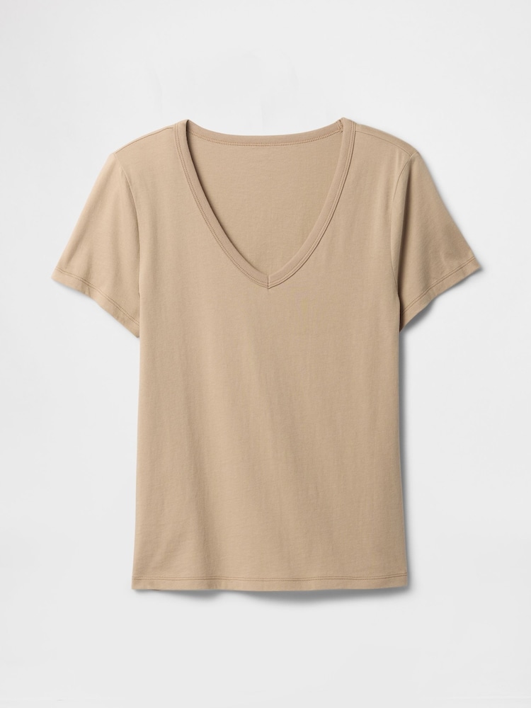 Бежевый - Хлопковая футболка с короткими рукавами Gap Favourite - Изображение 5 из 5
