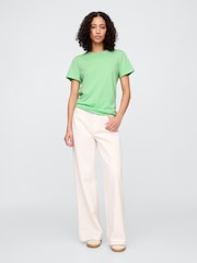 Зеленый - Хлопковая футболка с короткими рукавами Gap Favourite - Изображение 3 из 5