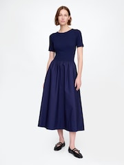 Темно-синий - Gap Modern Cotton-Modal Ribbed Midi Dress - Image 1 of 5