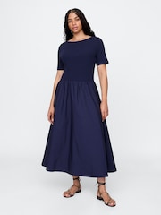 Темно-синий - Gap Modern Cotton-Modal Ribbed Midi Dress - Image 4 of 5