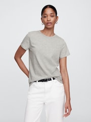 Серый - Хлопковая футболка с короткими рукавами Gap Favourite - Изображение 1 из 8