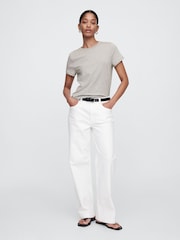 Серый - Хлопковая футболка с короткими рукавами Gap Favourite - Изображение 3 из 8