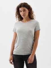 Серый - Хлопковая футболка с короткими рукавами Gap Favourite - Изображение 5 из 8
