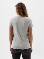 Серый - Хлопковая футболка с короткими рукавами Gap Favourite - Изображение 6 из 8