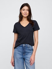 Gap Blue V-Neck Favourite Cotton Short Sleeve T-Shirt - Image 1 of 6