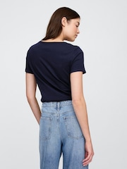 Gap Blue V-Neck Favourite Cotton Short Sleeve T-Shirt - Image 2 of 6
