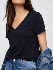 Gap Blue V-Neck Favourite Cotton Short Sleeve T-Shirt - Image 4 of 6