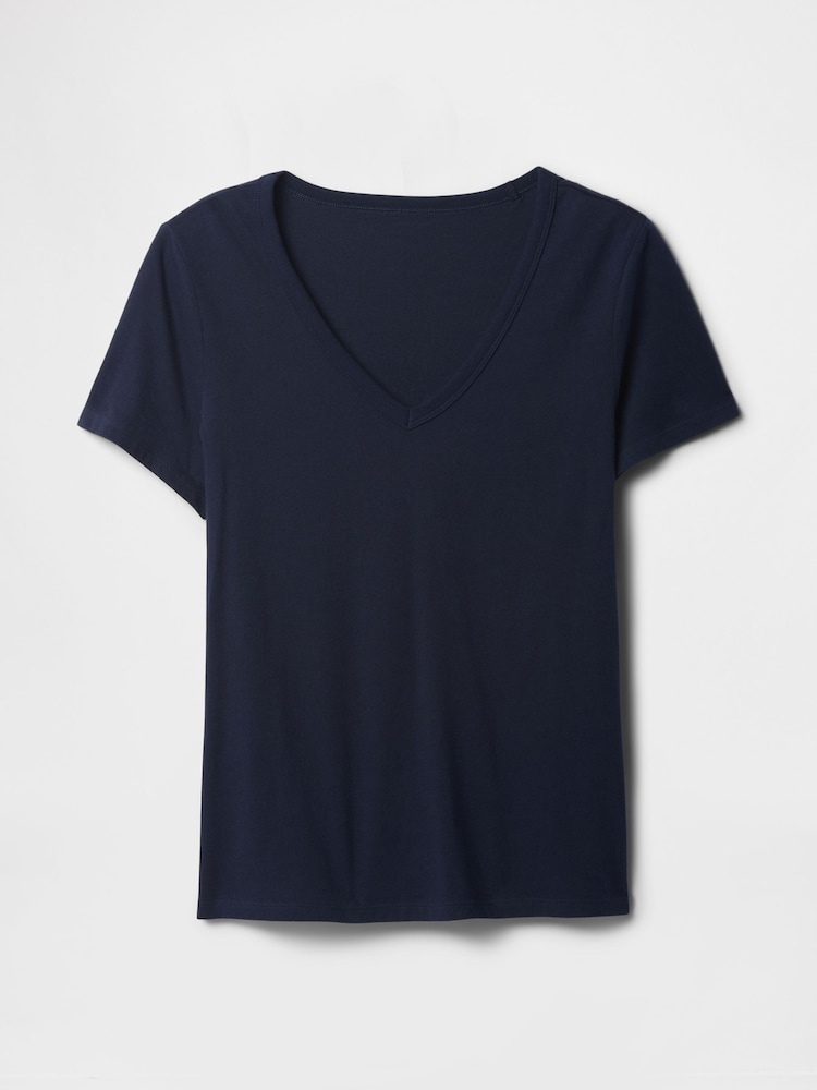 Gap Blue V-Neck Favourite Cotton Short Sleeve T-Shirt - Image 6 of 6 Gap Blue V-Neck Favourite Cotton Short Sleeve T-Shirt - Image 6 of 6