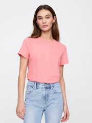 Розовый - Хлопковая футболка с короткими рукавами Gap Favourite - Изображение 1 из 5