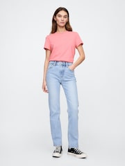 Розовый - Хлопковая футболка с короткими рукавами Gap Favourite - Изображение 3 из 5