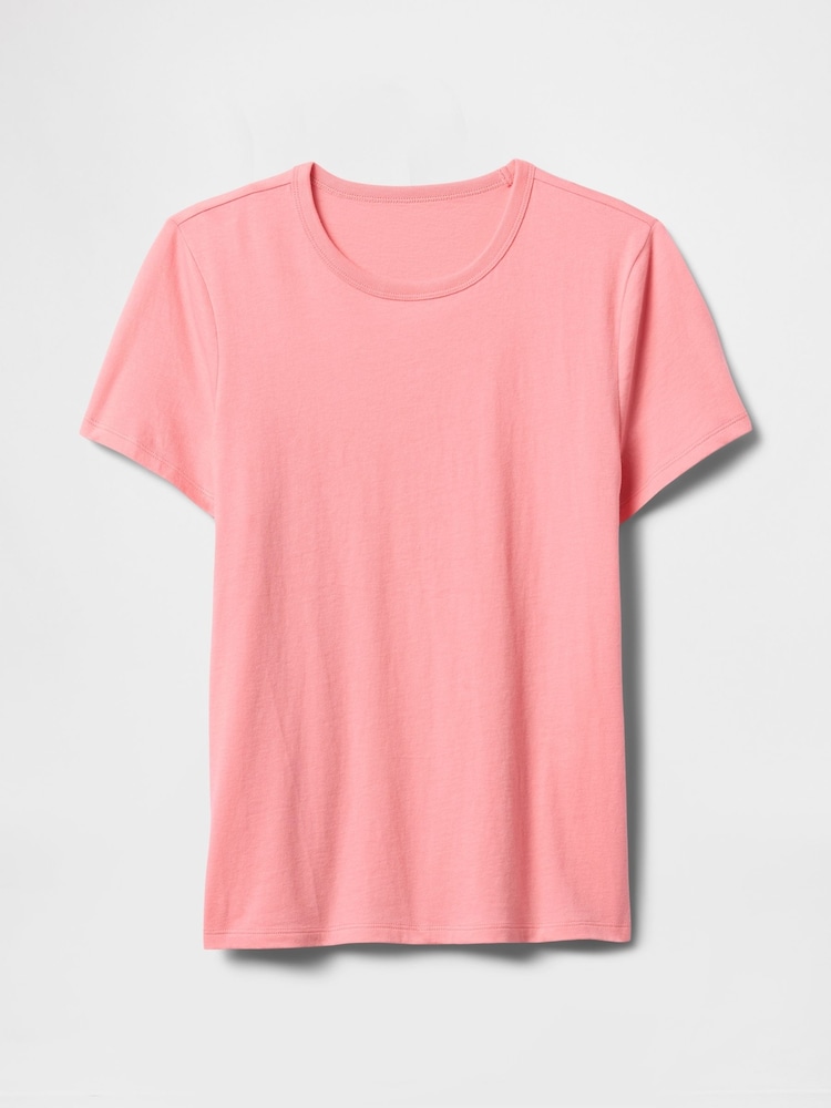 Розовый - Хлопковая футболка с короткими рукавами Gap Favourite - Изображение 5 из 5