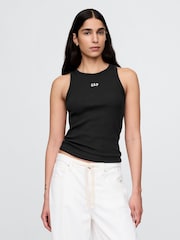 Gap Black Modern Rib Logo Halter Top - Image 1 of 4