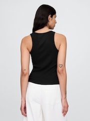 Gap Black Modern Rib Logo Halter Top - Image 2 of 4