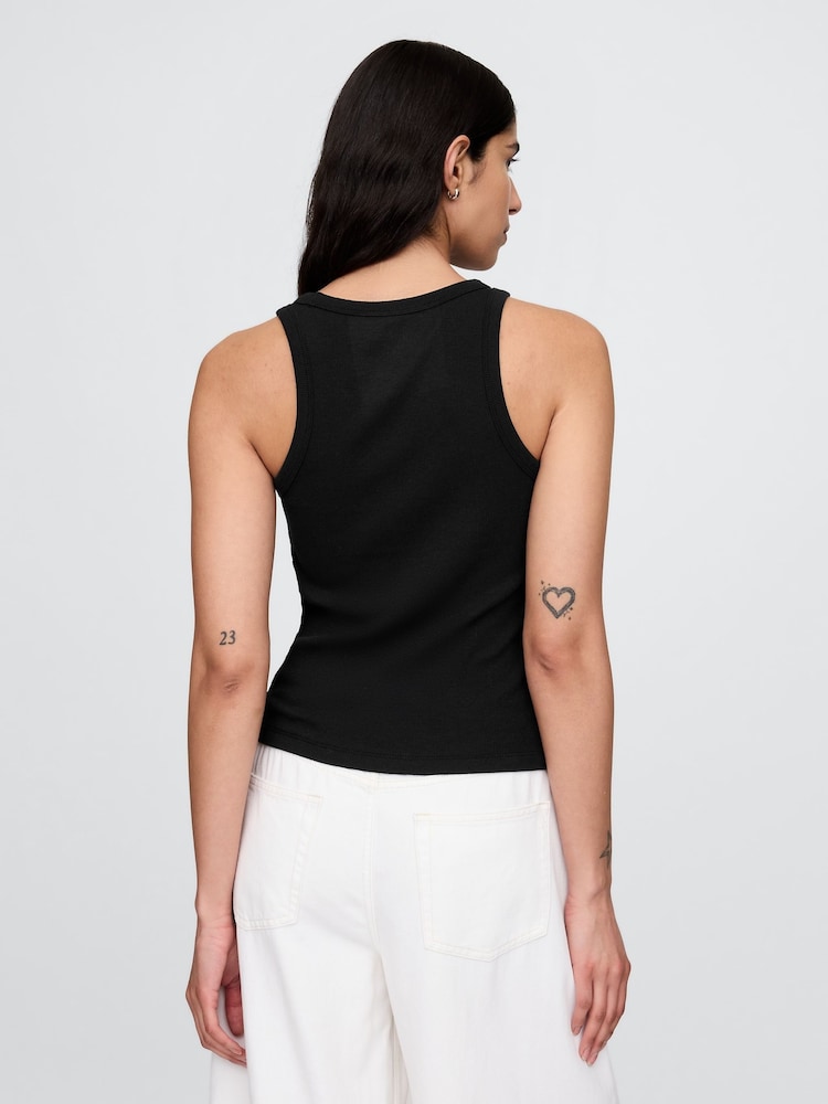 Gap Black Modern Rib Logo Halter Top - Image 2 of 4