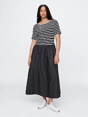 Черный/белый в полоску - Gap Modern Cotton-Modal Ribbed Midi Dress - Image 4 of 7