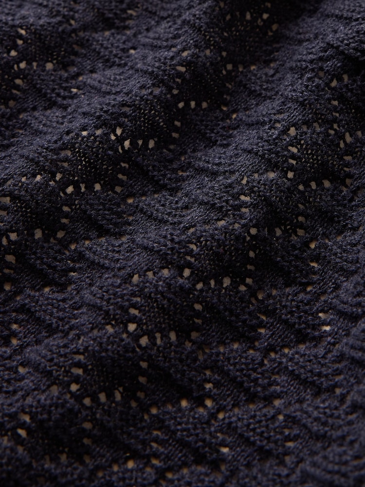 Azul marino - Top de punto calado en mezcla de lino con cuello henley de Gap - Imagen 5 de 5