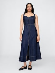 Gap Dark Wash Blue UltraSoft Denim Maxi Dress - Image 1 of 5
