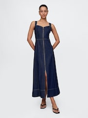 Gap Dark Wash Blue UltraSoft Denim Maxi Dress - Image 2 of 5