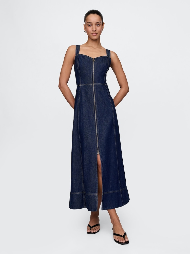 Gap Dark Wash Blue UltraSoft Denim Maxi Dress - Image 2 of 5
