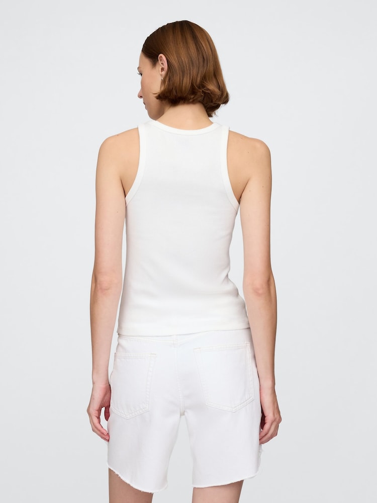 Gap White Modern Rib Logo Halter Top - Image 2 of 4