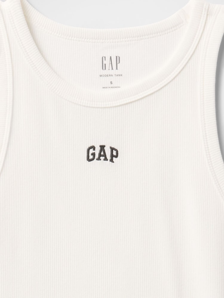 Gap White Modern Rib Logo Halter Top - Image 4 of 4