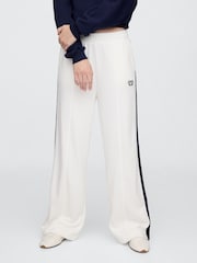 Gap White Logo Vintage Fleece-Lined Wide Leg Joggers - Image 1 of 5