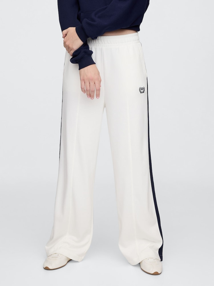 Gap White Logo Vintage Fleece-Lined Wide Leg Joggers - Image 1 of 5