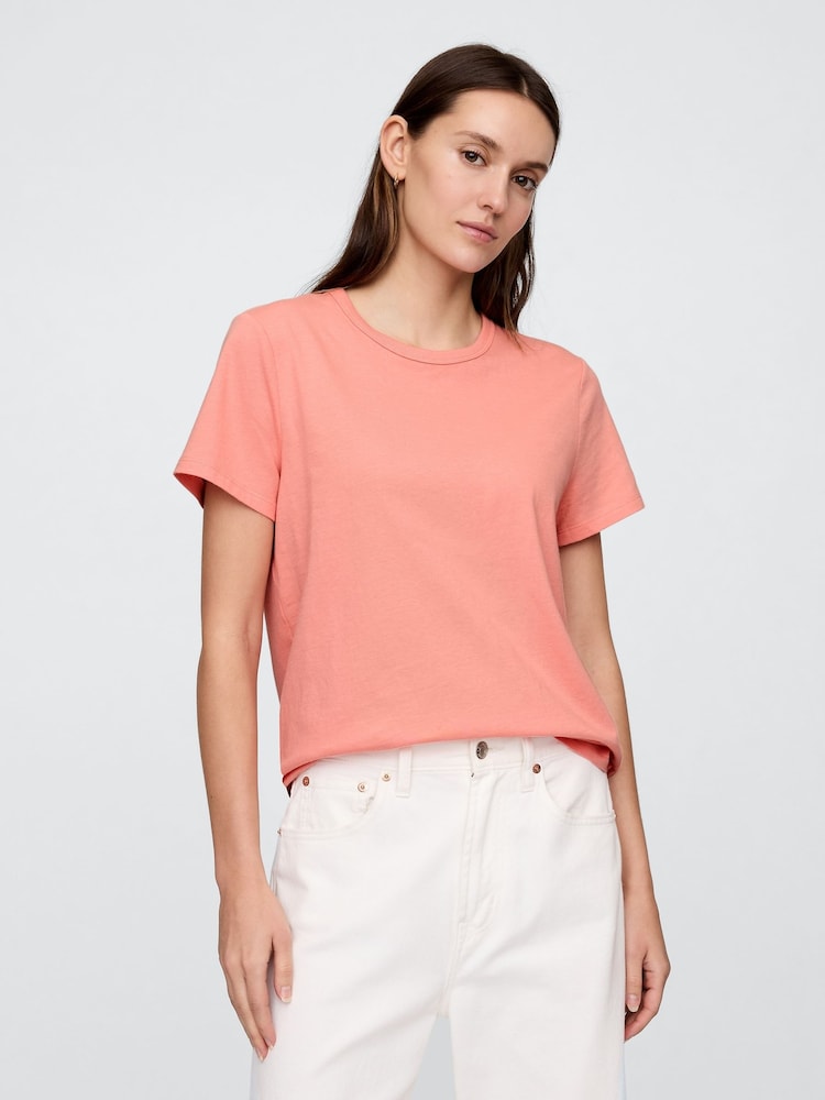 Оранжевый - Хлопковая футболка с короткими рукавами Gap Favourite - Изображение 1 из 4