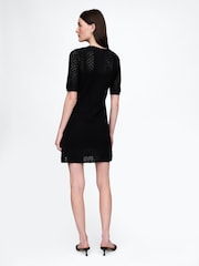 Gap Black Linen-Blend Pointelle Mini Dress - Image 3 of 5