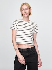 Blanco y negro - Gap Organic Cotton VintageSoft Cropped T-Shirt - Imagen 1 de 5